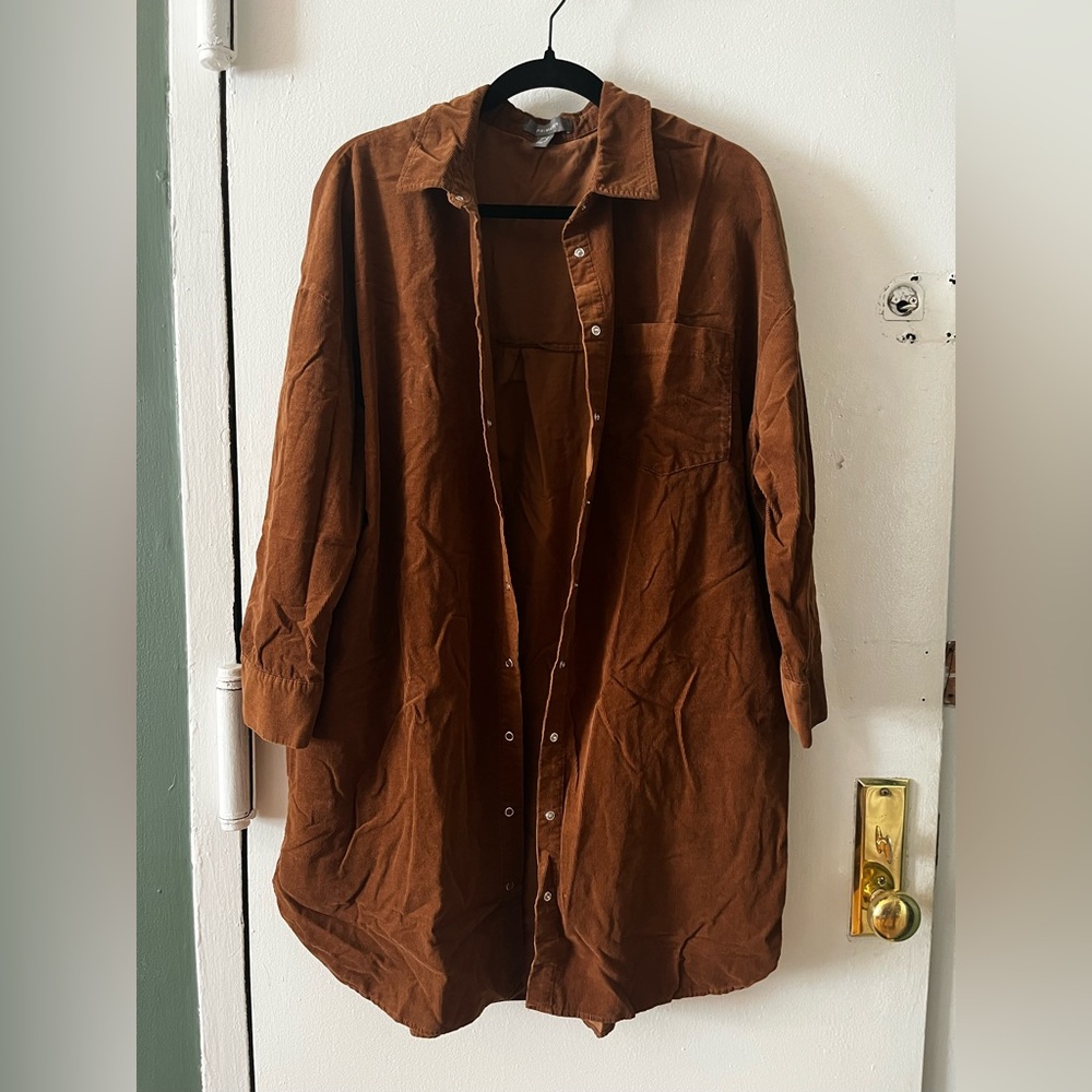 Corduroy Snap-Front Shirt Dress